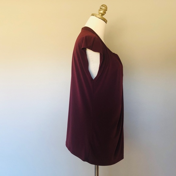 Ann Taylor Petite Maroon V Neck Short Sleeve XLP - Picture 6 of 10